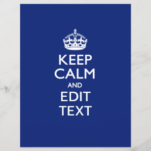 Navy Blue Keep Calm En Pas Op Om Tekst Aan Te Pass Flyer