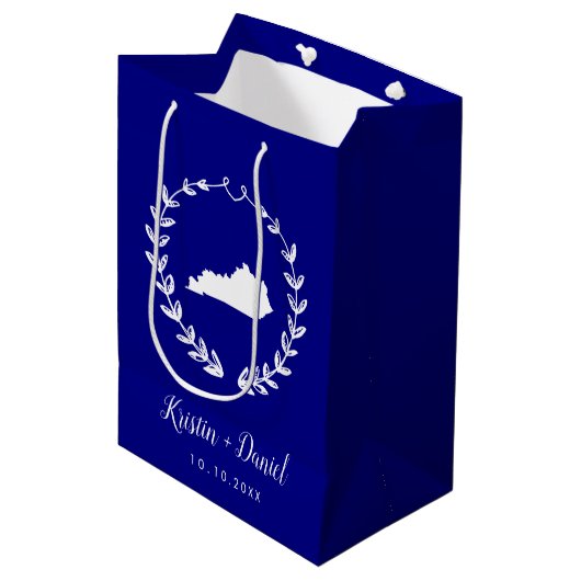 Navy Blue Kentucky kaart bruiloft welkom swag Medium Cadeauzakje (Voorkant Gekanteld)