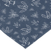 Navy Blue-kerstbalken en -lederen patroon Korte Tafelloper (Hoek)