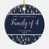 Navy Blue Kerstmis als familie van vier personen Keramisch Ornament (Achterkant)