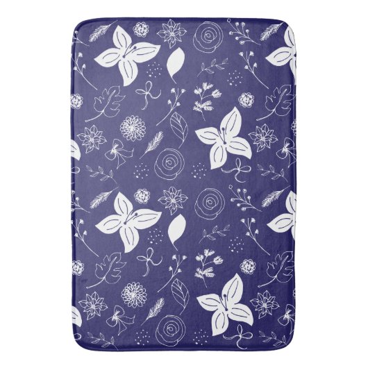 Navy Blue Kerstmis Badmat (Voorkant Verticaal)