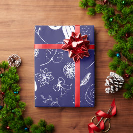 Navy Blue Kerstmis Cadeaupapier