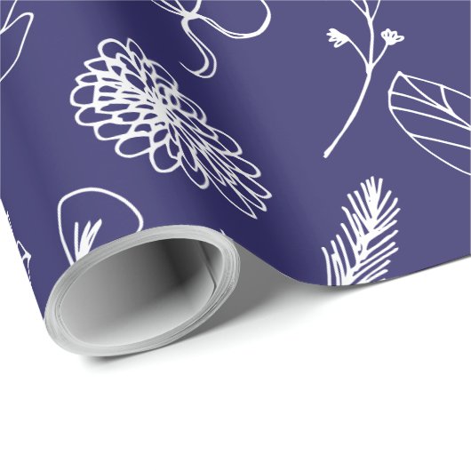 Navy Blue Kerstmis Cadeaupapier (Rol Hoek)