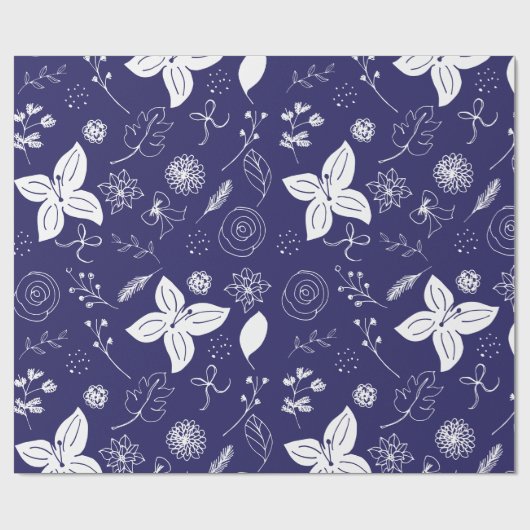 Navy Blue Kerstmis Cadeaupapier (Vlak)