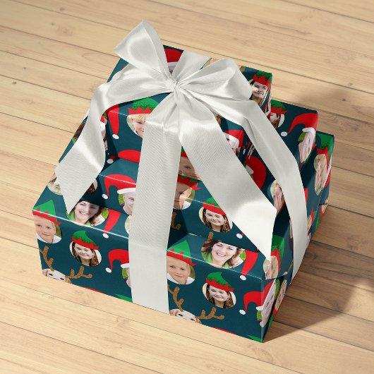 Navy Blue Kerstmis Crew Six Photo Custom Inpakpapier Vel