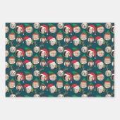 Navy Blue Kerstmis Crew Six Photo Custom Inpakpapier Vel (Voorkant 2)