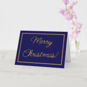 Navy Blue Kerstmis Folie Wenskaart (Orchidee)