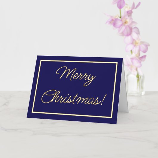 Navy Blue Kerstmis Folie Wenskaart (Orchidee)
