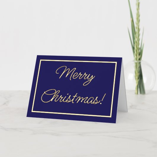 Navy Blue Kerstmis Folie Wenskaart (Voorkant)