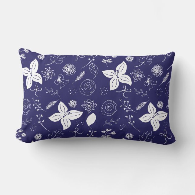 Navy Blue Kerstmis Kussen (Voorkant)