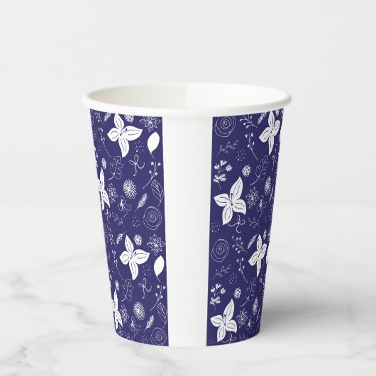 Navy Blue Kerstmis Papieren Bekers (Links)