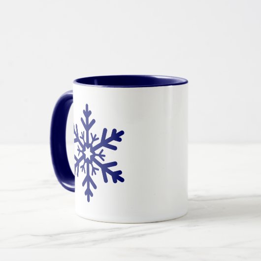 Navy Blue Kerstmis Snowflake Cute Winter Holiday Mok (Voorkant links)