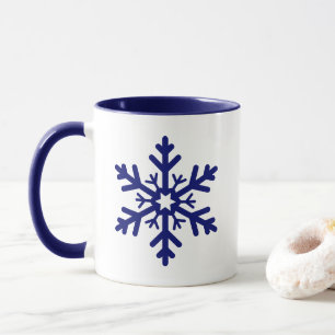 Navy Blue Kerstmis Snowflake Cute Winter Holiday Mok