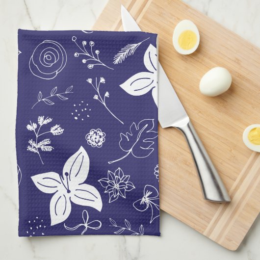 Navy Blue Kerstmis Theedoek (Quarter Fold)