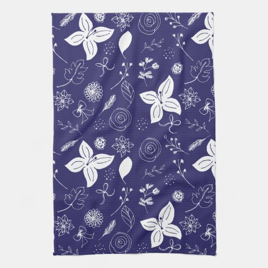 Navy Blue Kerstmis Theedoek (Verticaal)