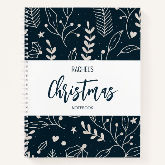 Navy Blue-kerstNotitieboek Notitieboek (Voorkant)