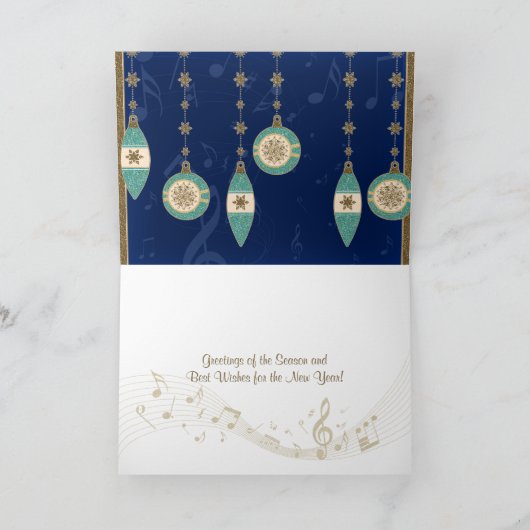 Navy Blue-kerstsierkaartje Feestdagen Kaart (Binnen)