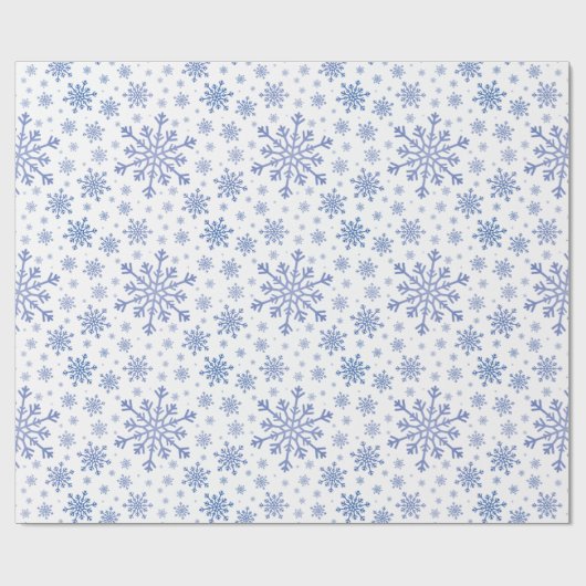 Navy Blue-kerstsnowflakes op Winter White Cadeaupapier (Vlak)