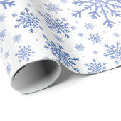 Navy Blue-kerstsnowflakes op Winter White Cadeaupapier (Rol Hoek)