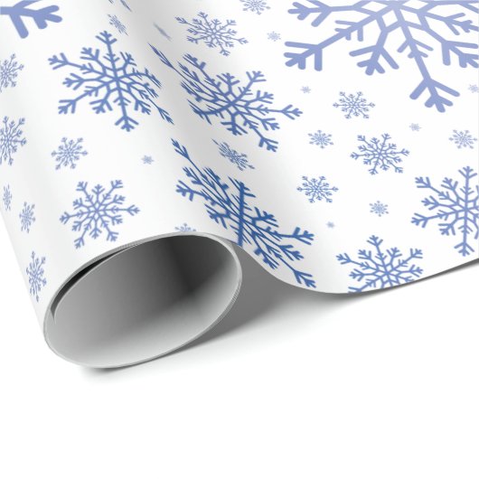 Navy Blue-kerstsnowflakes op Winter White Cadeaupapier (Rol Hoek)