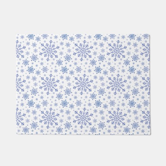 Navy Blue-kerstsnowflakes op Winter White Deurmat (Voorkant)