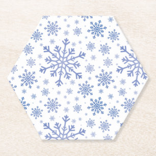 Navy Blue-kerstsnowflakes op Winter White Kartonnen Onderzetters