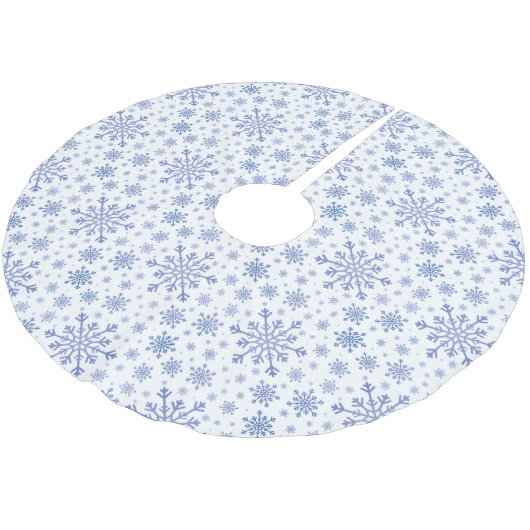 Navy Blue-kerstsnowflakes op Winter White Kerstboom Rok (Gekanteld)