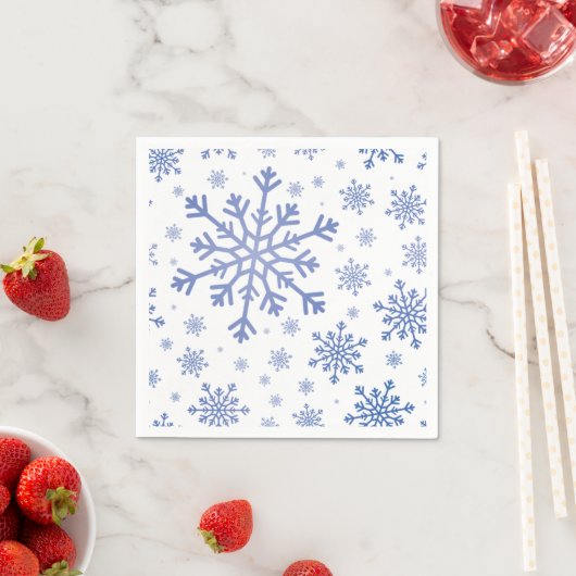 Navy Blue-kerstsnowflakes op Winter White Servet (Insitu)