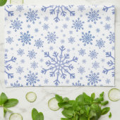 Navy Blue-kerstsnowflakes op Winter White Theedoek (Gevouwen)