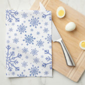 Navy Blue-kerstsnowflakes op Winter White Theedoek (Quarter Fold)
