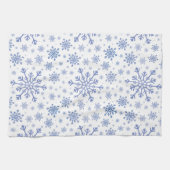Navy Blue-kerstsnowflakes op Winter White Theedoek (Horizontaal)