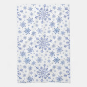 Navy Blue-kerstsnowflakes op Winter White Theedoek (Verticaal)