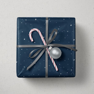 Navy blue kerststerren leuk feest cadeaupapier