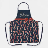 Navy Blue Kerststokken Schort (Voorkant)