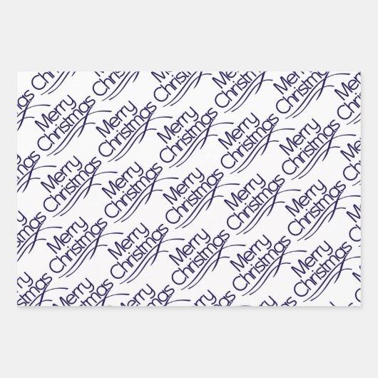 Navy blue kersttypografie en stippen vakantie Wr Inpakpapier Vel (Voorkant 3)