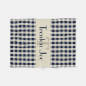 Navy Blue Khaki Check Pattern Monogram Name Boys Fleece Deken (Voorkant (Horizontaal))