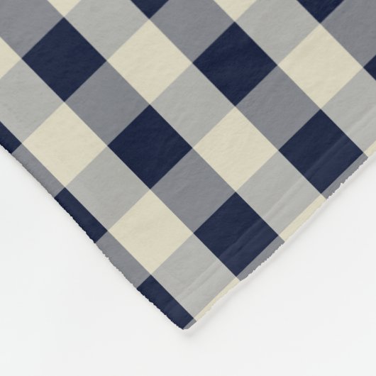 Navy Blue Khaki Check Pattern Monogram Name Boys Fleece Deken (Hoek)