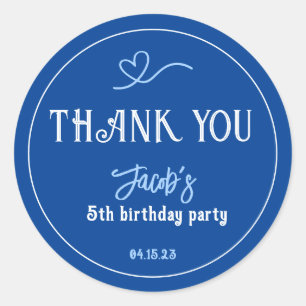 Navy Blue Kids Birthday Party Dank je Ronde Sticker