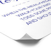 Navy Blue Kiss Cheer Toss Flower Confetti Wedding Poster (Hoek)