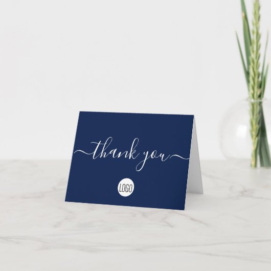 Navy Blue Klantwaardering Custom Bedankkaart (Voorkant)