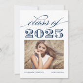 Navy Blue Klasse van 2025 Foto Afstuderen Aankondiging (Voorkant)