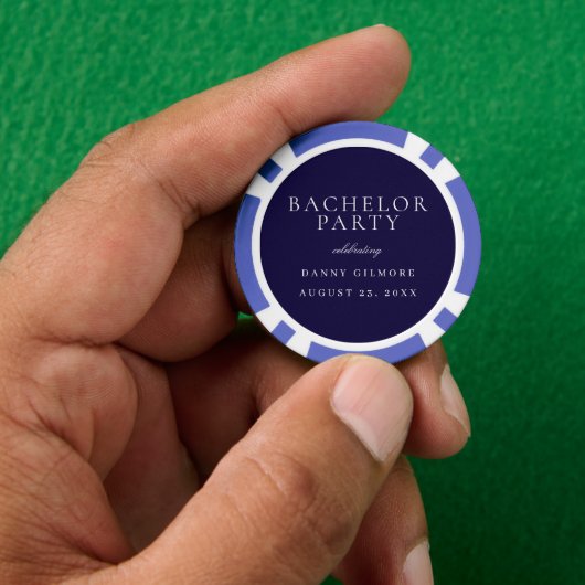 Navy Blue Klassiek Heren Bachelorfeest Poker Chips (Hand)