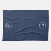 Navy blue | Klassiek Lijst monogram Theedoek (Horizontaal)