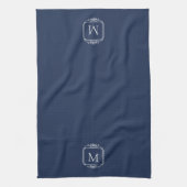 Navy blue | Klassiek Lijst monogram Theedoek (Verticaal)