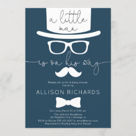 Navy blue kleine man baby shower kaart