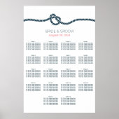 Navy Blue Knot 18 Tables Wedding Seating Chart Poster (Voorkant)