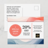 Navy Blue Koraal Waterverf Coupon Korting Briefkaart (Voorkant / Achterkant)