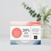 Navy Blue Koraal Waterverf Coupon Korting Briefkaart (Staand voorkant)