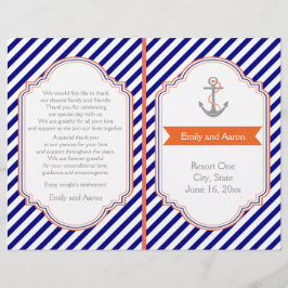 Navy blue, koraalnautisch trouwprogramma