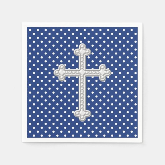 Navy Blue Kruis Doop Servetten (Voorkant)